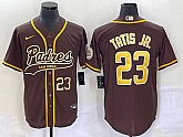 Men's San Diego Padres #23 Fernando Tatis Jr Number Brown NEW 2023 Cool Base Stitched Jersey,baseball caps,new era cap wholesale,wholesale hats